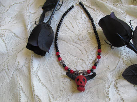 Harlequin Demon polymer pendant necklace