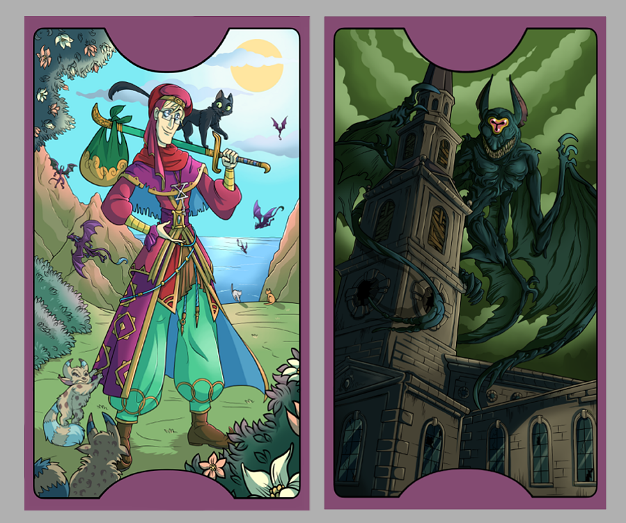 .Lovecraft Tarot: The Fool +The Tower.