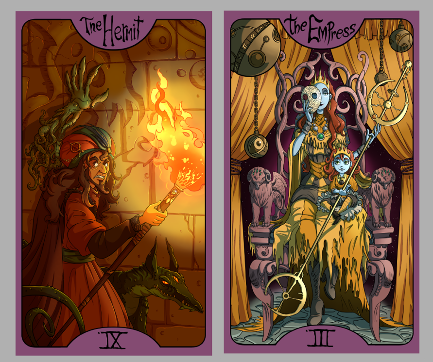 .Lovecraft Tarot: The Empress + The Hermit.