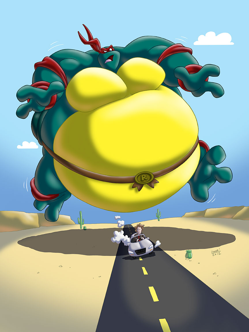 Giant Sumo Raph chases Michael Bay