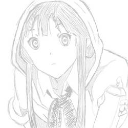 Mio in a hoodie