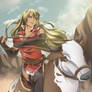 Fire Emblem: Igrene riding a wild cow