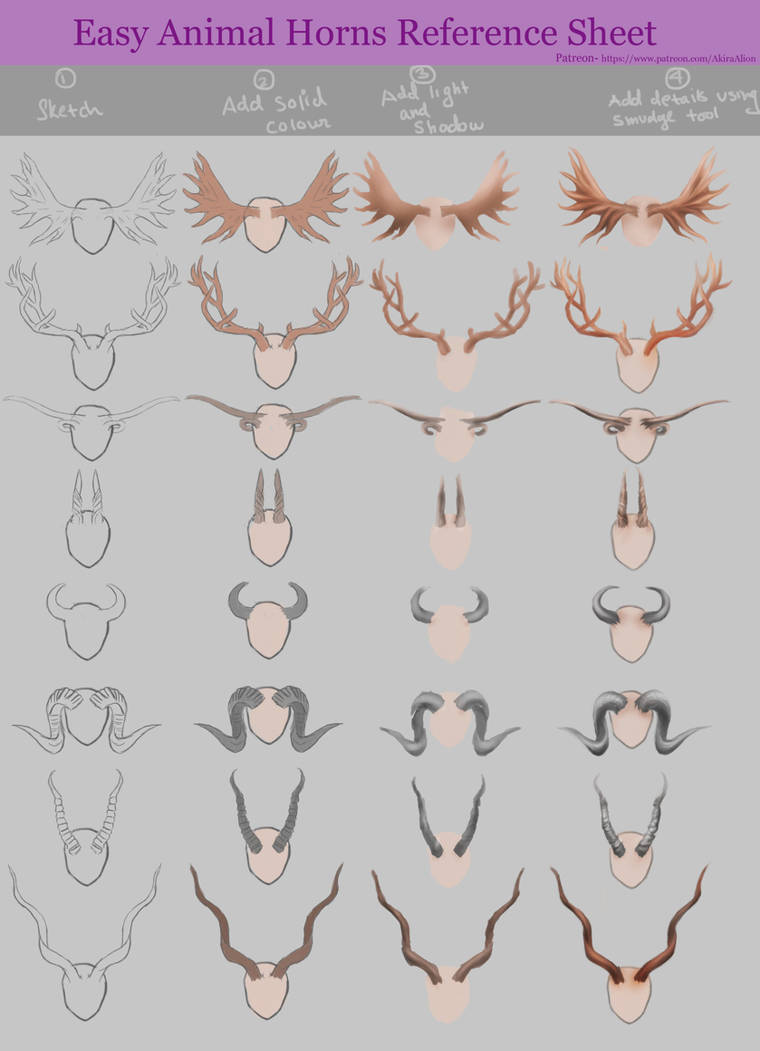 Horns Reference Sheet by AkiraAlion on DeviantArt
