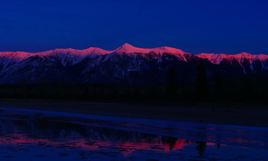 sunset  Kootenay river at Wasa Jct