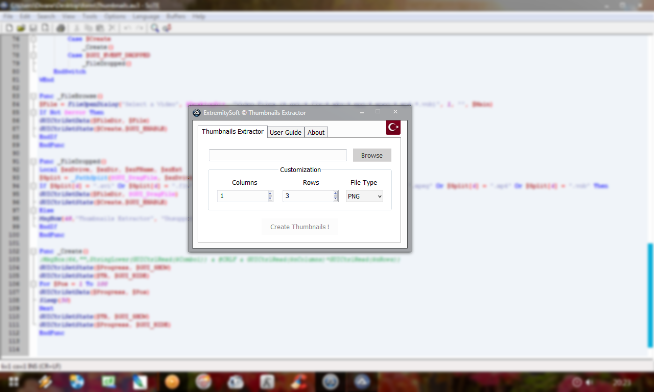 ExtremitySoft Thumbnails Extractor GUI Design