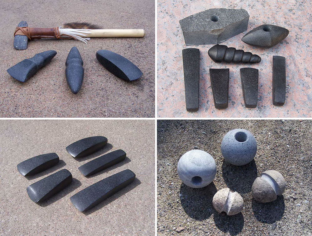 Stone axes and maceheads