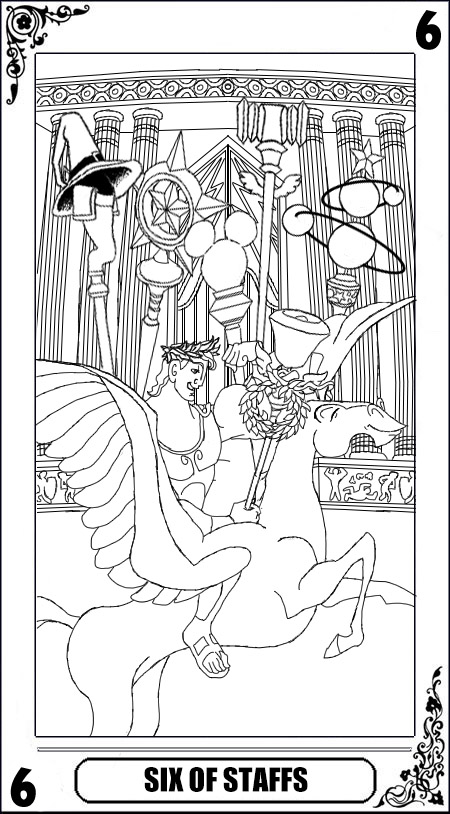 KH Tarot: Six of Staffs (lineart)