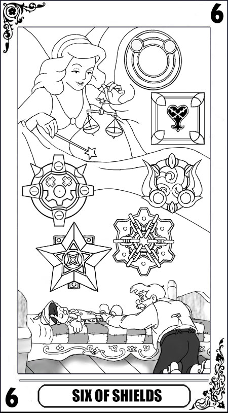 KH Tarot: Six of Shields (lineart)