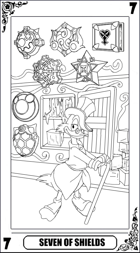 KH Tarot: Seven of Staffs (lineart)