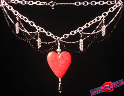 Kiss Me Deadly- Chain, tassel, crystal and heart