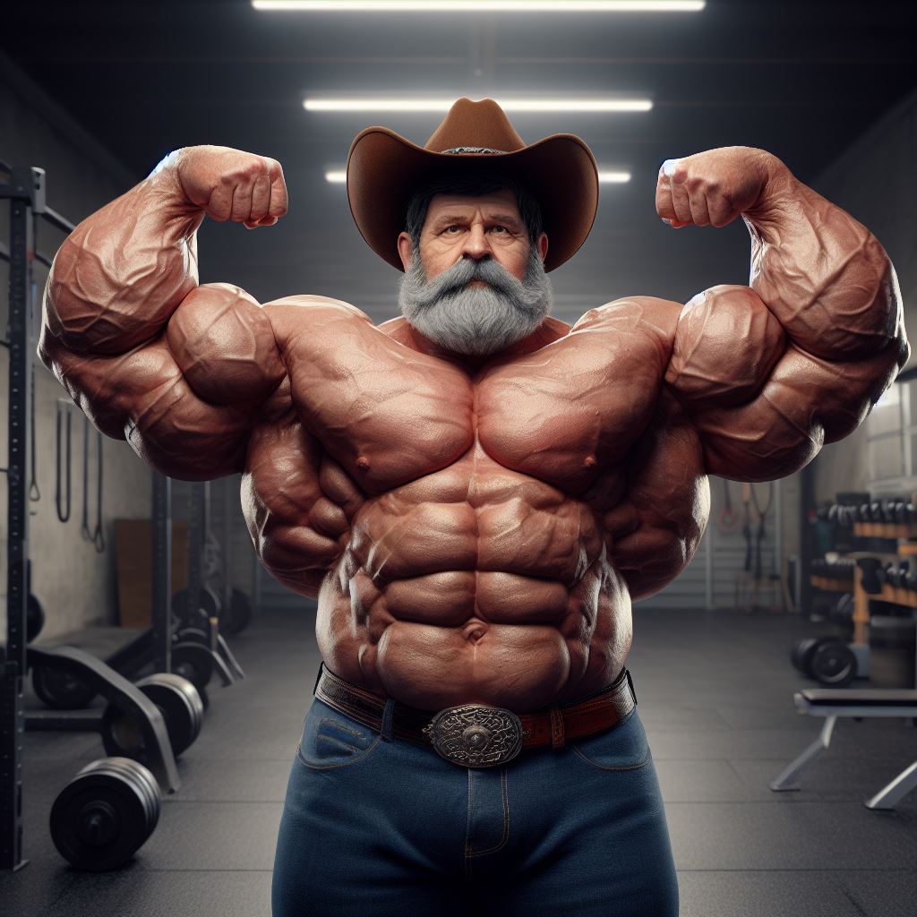Muscular cowboy flexing by sbanon on DeviantArt
