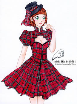 Miss Hudson in a tartan dress