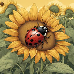 Ladybug With Sunflower