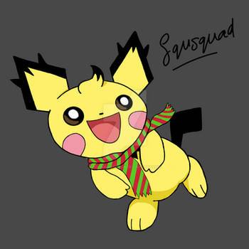 Winter Skating Pichu Dark Background