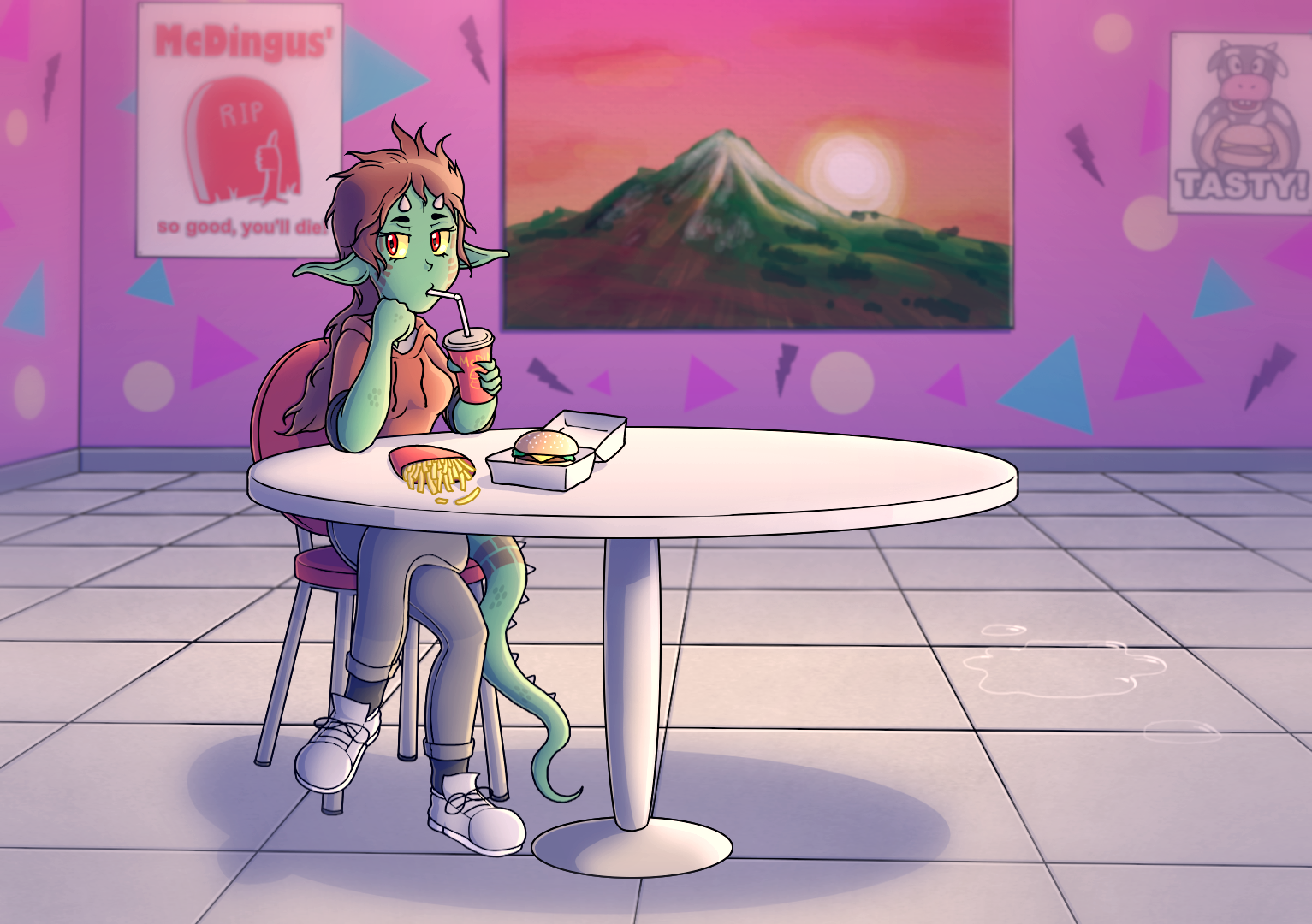 Ta'Risi eating fast food