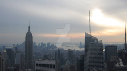 Misty New york City skyline