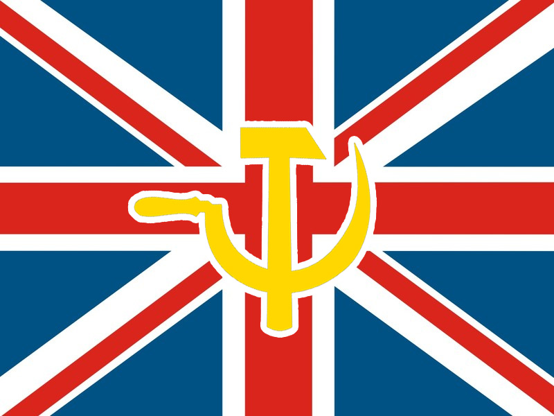 UK Union Flag with hammer and sickle