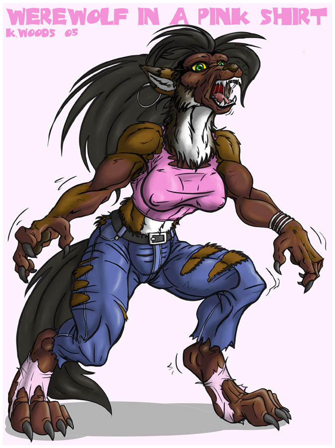 Werewolf in a pink shirt by Black-rat on DeviantArt.