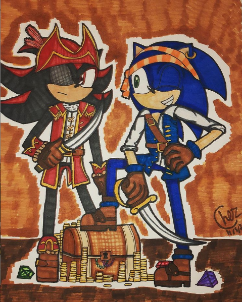 Sonic, Amy Rose, Shadow - Pirate Arts - Drawings & Illustration