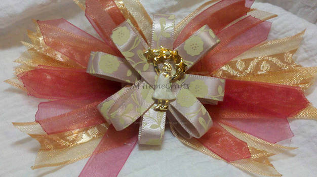 Catching Stars Golden And Crimson Hair Bow -Ready