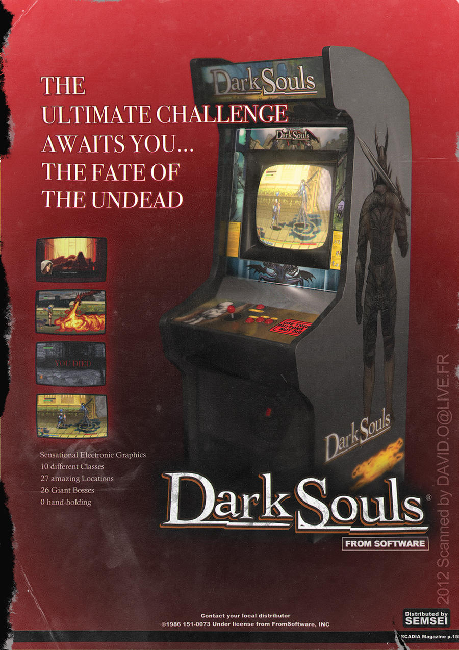 DARK SOULS Arcade Cabinet magazine ad spoof