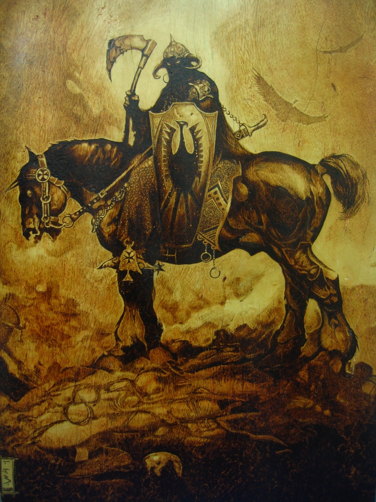 Frank Frazetta's Deathdealer pyrography