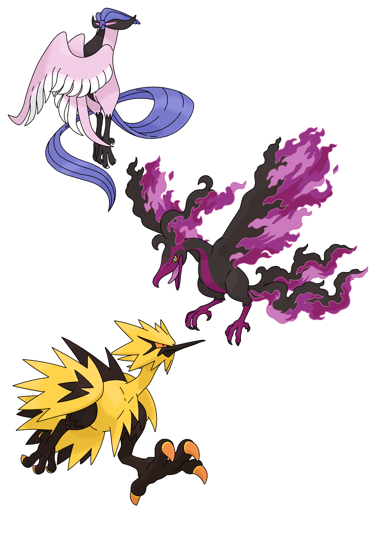 Shiny Legendary Bird Trio by EsstheMystic on DeviantArt