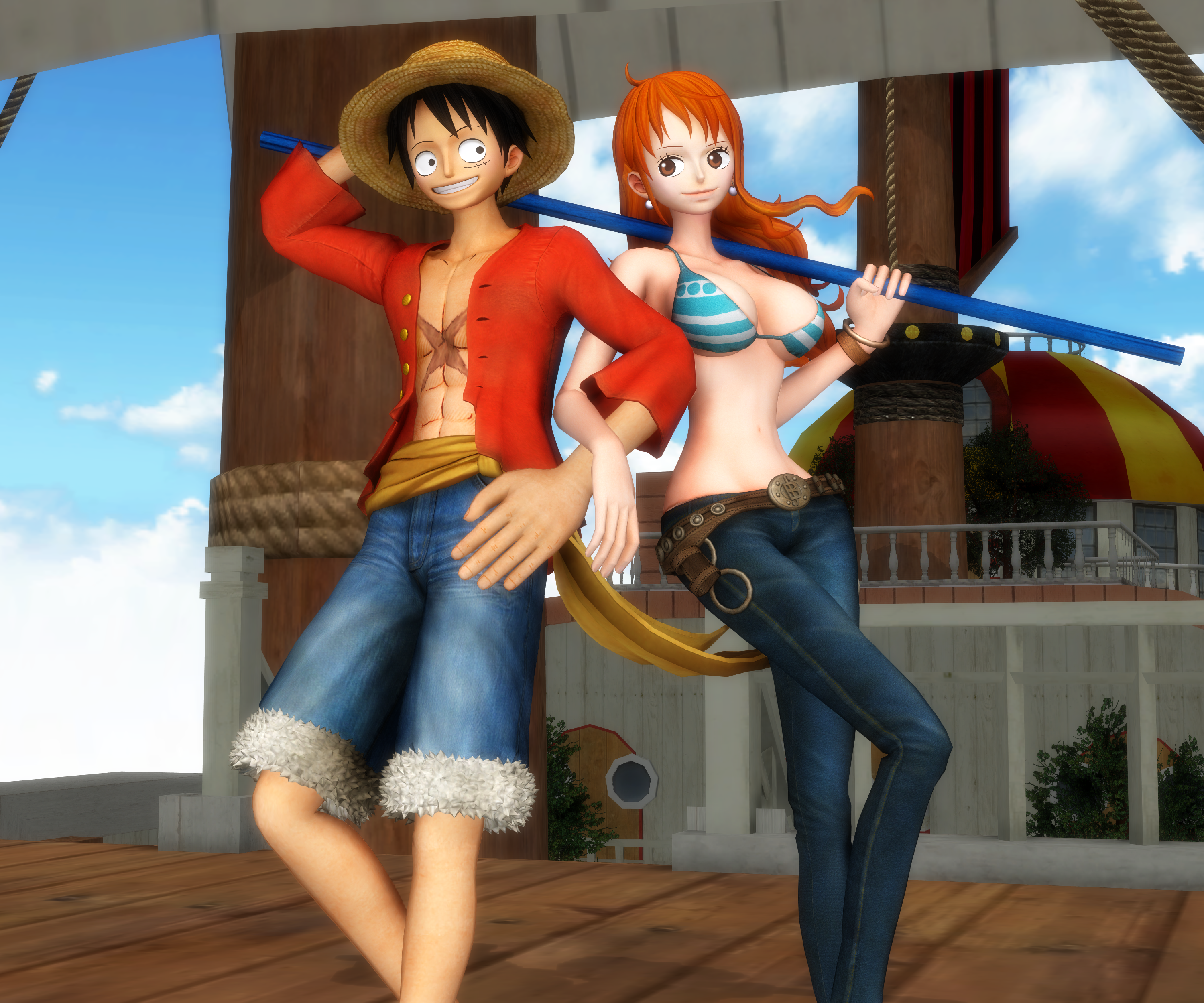 Captain and the Navigator 👒🍊 #Onepiece #Luffy #Nami