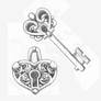 Heart Shaped Lock and Key Couples Tattoo Design