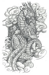Asian Dragon Tattoo Design with Clouds