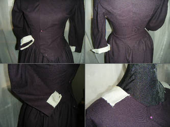 1860's purple dress details