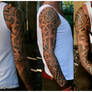 Tribal sleeve tattooed