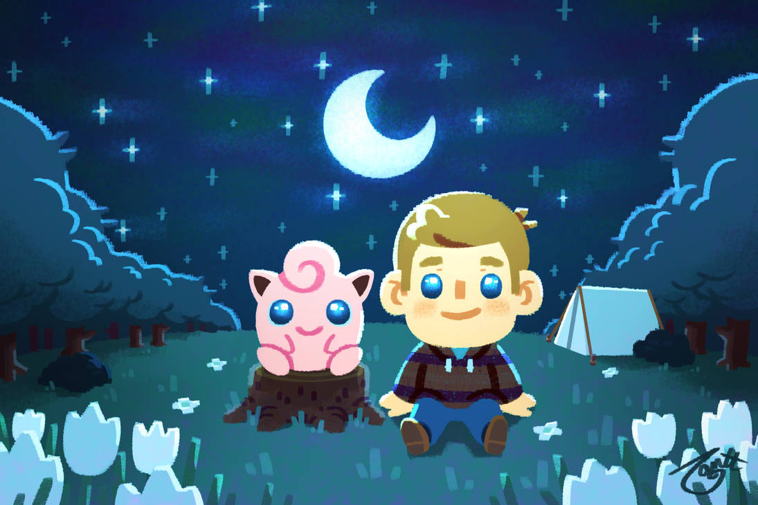 Jigglypuff and Trainer Under the Stars
