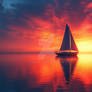 Solitary Sailboat at Sunset