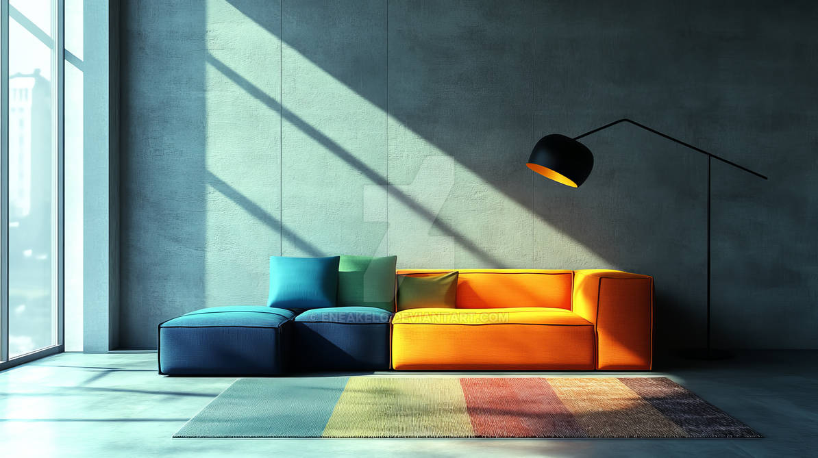 Urban Loft Living Room with Minimalist Design by eneakelo on DeviantArt