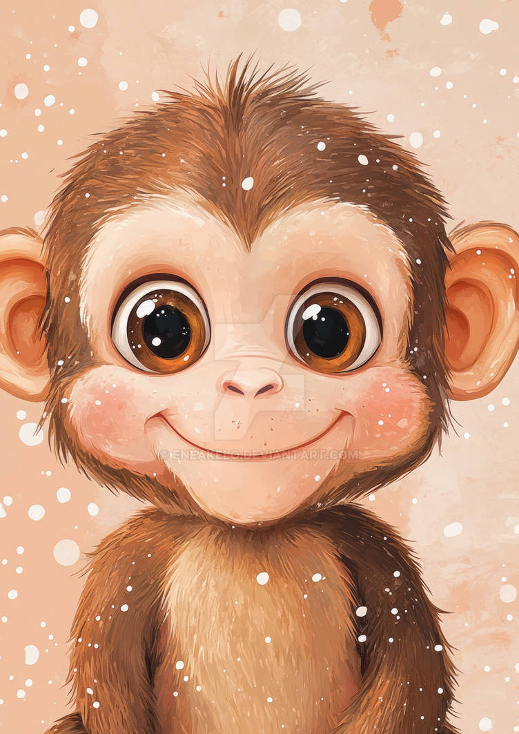 Stylized illustration of a baby monkey by eneakelo on DeviantArt