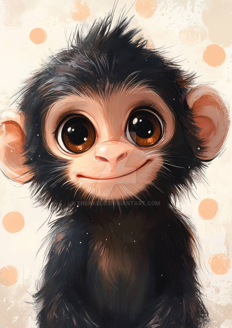 Stylized illustration of a baby monkey by eneakelo on DeviantArt