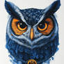 A stylized owl tattoo