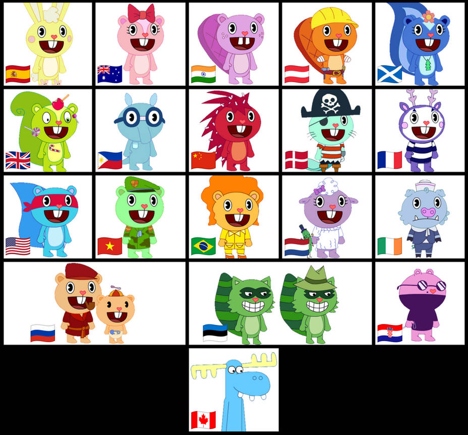 Happy Tree Friends in their Birth Countries by NauTOON2007 on DeviantArt