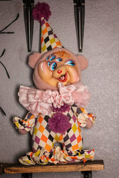 Rubber face clown teddy bear plushie