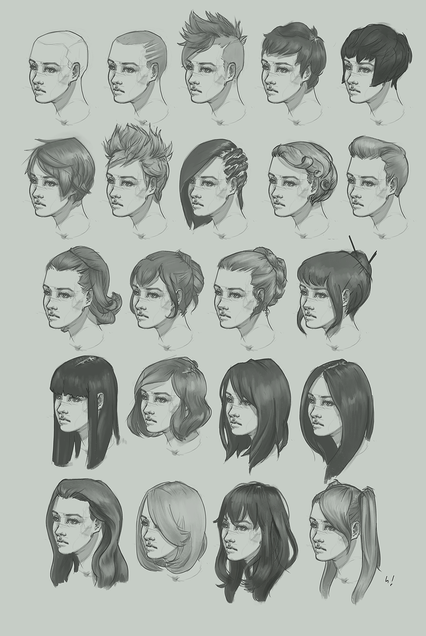 Manga boy/man hair reference sheet I by StyrbjornAndersson on DeviantArt