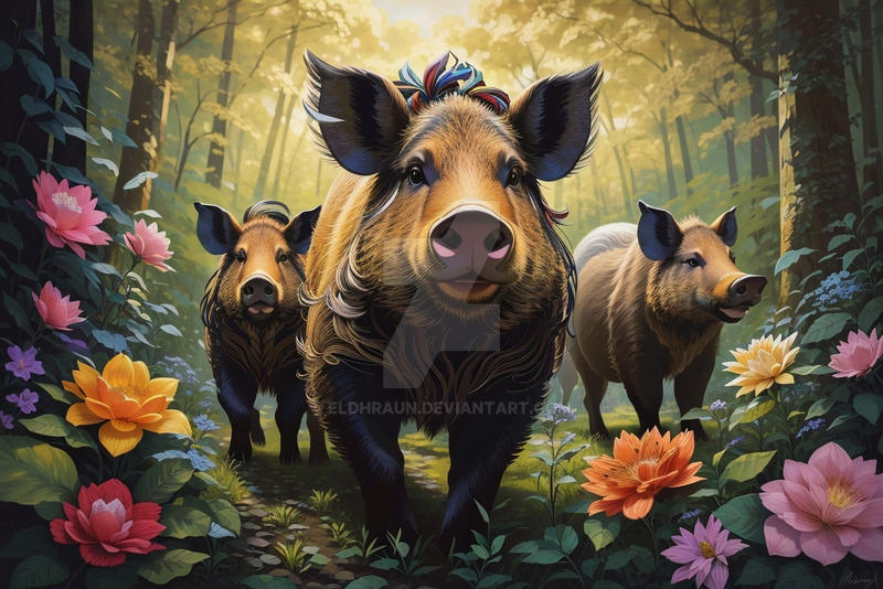 Boar Monkey Deviantart Wild Boars in the Forest by eldhraun on DeviantArt