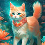 Teal and Coral Cat 1