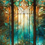 The window into the sea 3 - in Turquoise and Rust