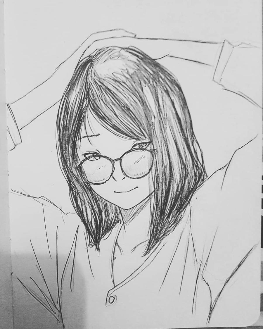 Glasses Girl Sketch by on DeviantArt