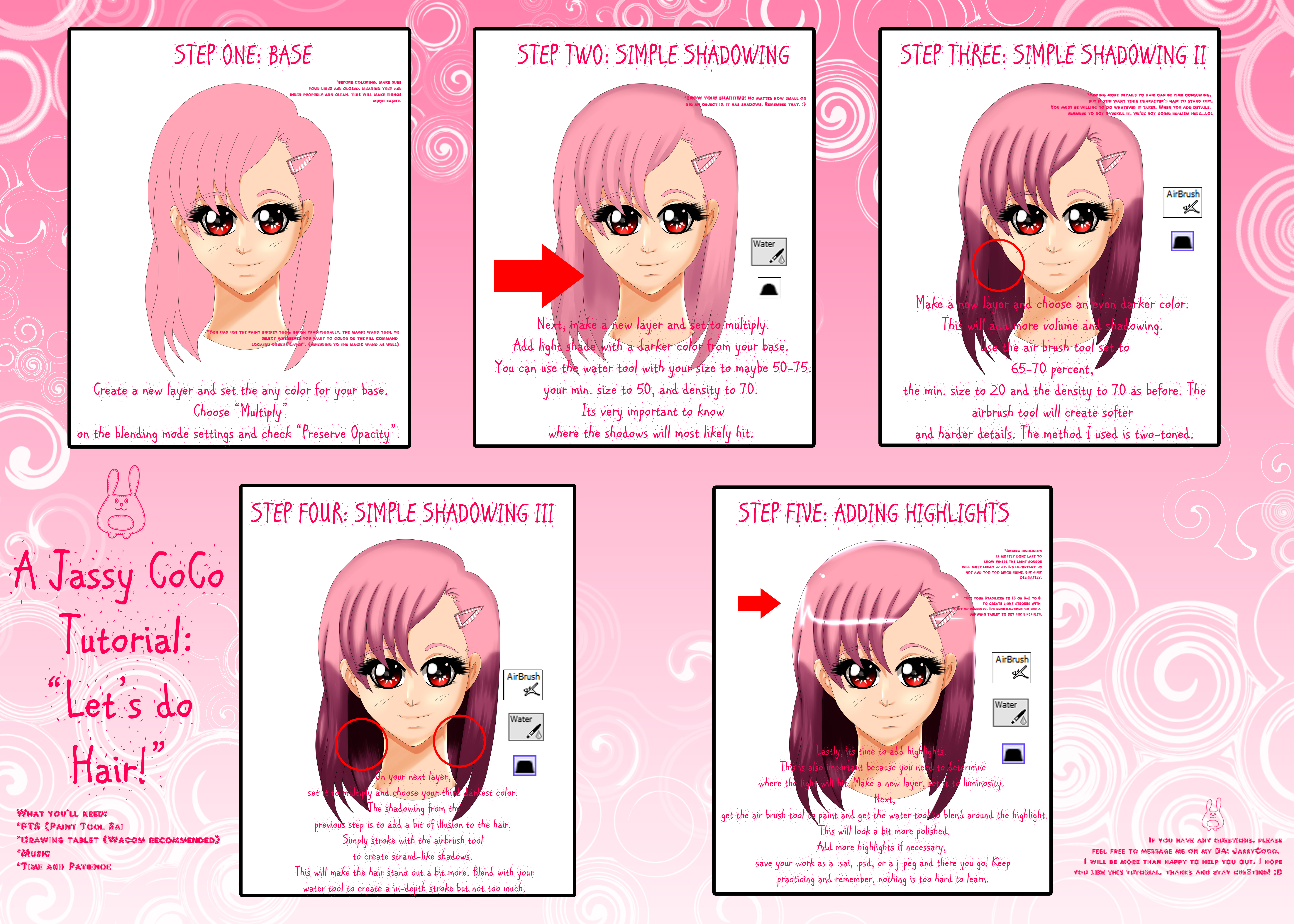 PAINT TOOL SAI: Hair Tutorial with Jassy Coco