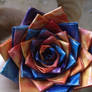 blue tie dye and organge tie dye flower