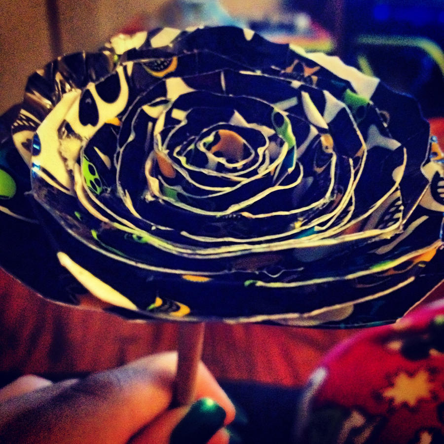 black skull rose