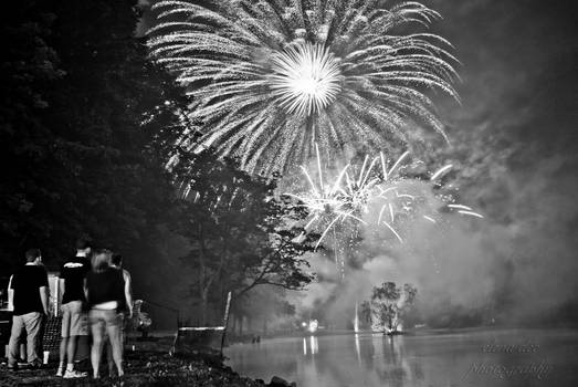 Fireworks in b+w