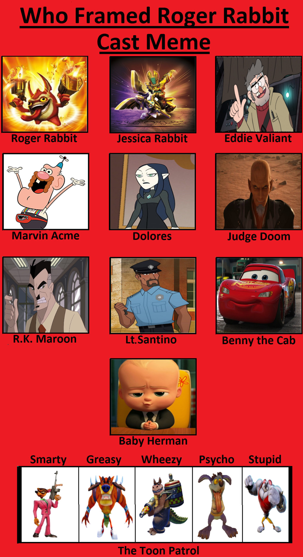 My Who Framed Roger Rabbit filled cast meme by MrDimensionIncognito on ...